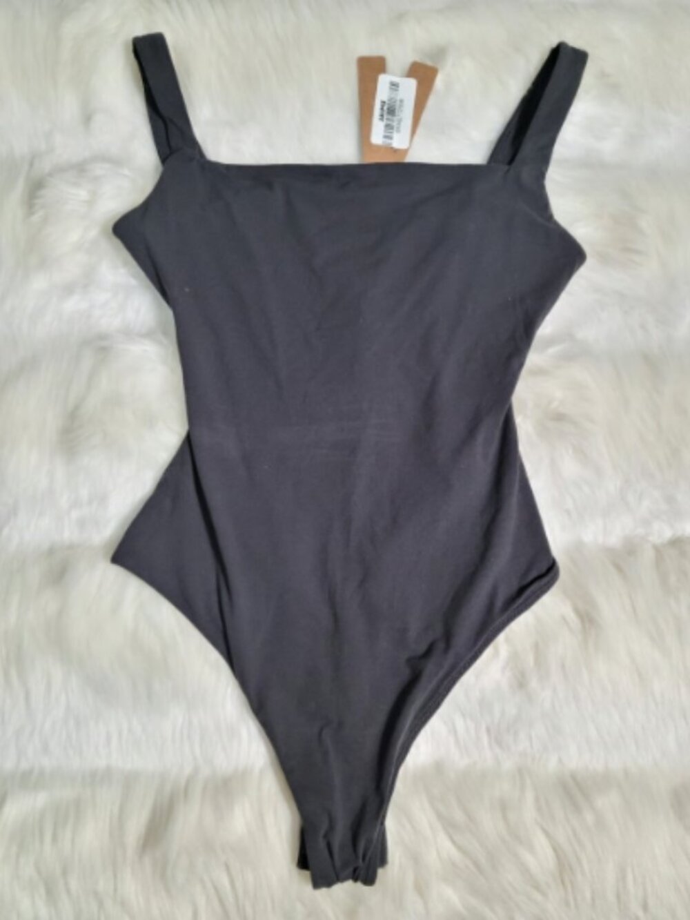 SKIMS Fits Everybody Square Neck Bodysuit Black Onyx Women XXS NEW